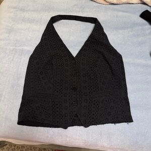 Vintage Ralph Lauren Black Eyelet Halter Blouse